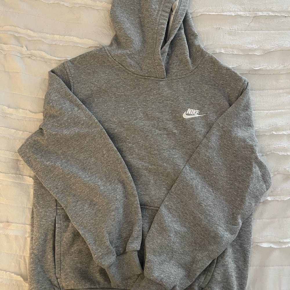 Nike Grey Pullover Hoodie with White Swoosh